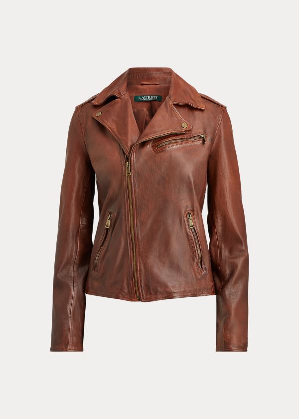 Chaquetas Ralph Lauren Mujer Marrom - Tumbled Lambskin - YDPSU3046